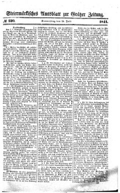 Steyermärkisches Amtsblatt zur Grätzer Zeitung 18410729 Seite: 1