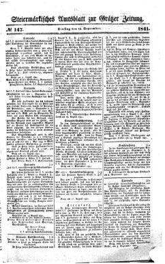 Steyermärkisches Amtsblatt zur Grätzer Zeitung 18410914 Seite: 1