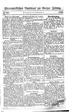 Steyermärkisches Amtsblatt zur Grätzer Zeitung 18410916 Seite: 1