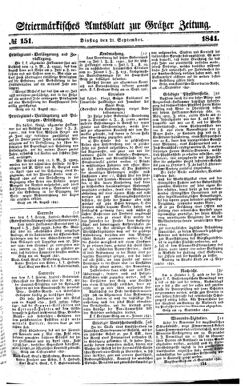 Steyermärkisches Amtsblatt zur Grätzer Zeitung 18410921 Seite: 1