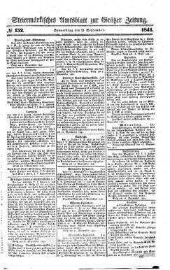 Steyermärkisches Amtsblatt zur Grätzer Zeitung 18410923 Seite: 1