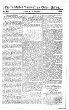 Steyermärkisches Amtsblatt zur Grätzer Zeitung 18410928 Seite: 1