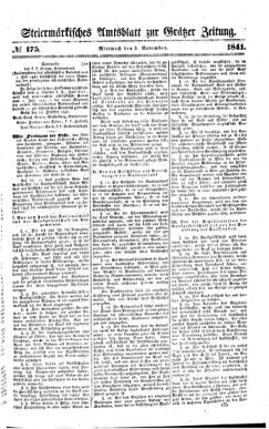 Steyermärkisches Amtsblatt zur Grätzer Zeitung 18411103 Seite: 1