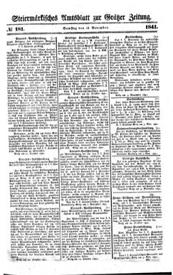 Steyermärkisches Amtsblatt zur Grätzer Zeitung 18411113 Seite: 1