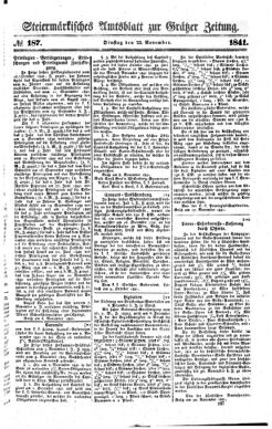 Steyermärkisches Amtsblatt zur Grätzer Zeitung 18411123 Seite: 1