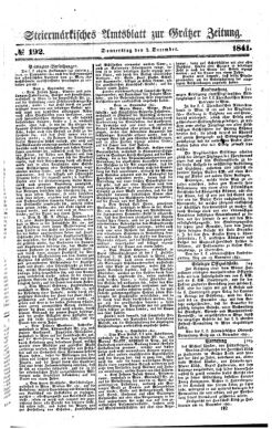 Steyermärkisches Amtsblatt zur Grätzer Zeitung 18411202 Seite: 1