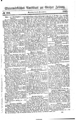 Steyermärkisches Amtsblatt zur Grätzer Zeitung 18411206 Seite: 1