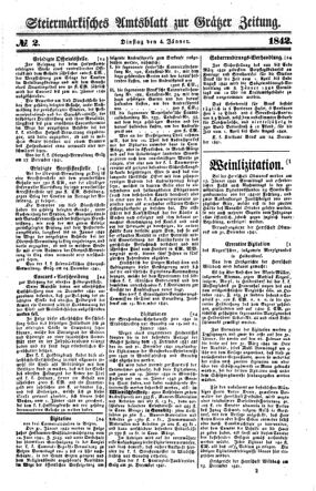 Steyermärkisches Amtsblatt zur Grätzer Zeitung 18420104 Seite: 1