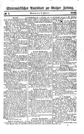 Steyermärkisches Amtsblatt zur Grätzer Zeitung 18420110 Seite: 1