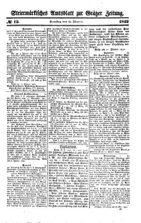 Steyermärkisches Amtsblatt zur Grätzer Zeitung 18420122 Seite: 1