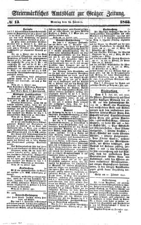 Steyermärkisches Amtsblatt zur Grätzer Zeitung 18420124 Seite: 1