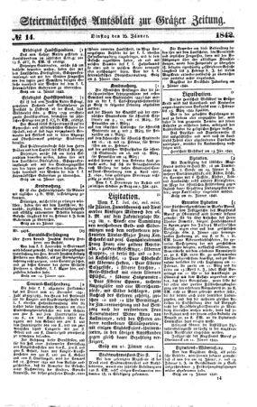 Steyermärkisches Amtsblatt zur Grätzer Zeitung 18420125 Seite: 1