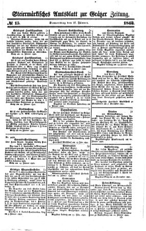 Steyermärkisches Amtsblatt zur Grätzer Zeitung 18420127 Seite: 1