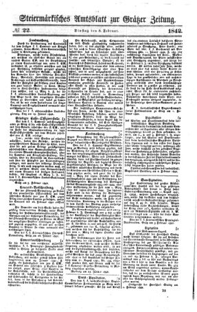 Steyermärkisches Amtsblatt zur Grätzer Zeitung 18420208 Seite: 1