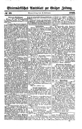 Steyermärkisches Amtsblatt zur Grätzer Zeitung 18420210 Seite: 1