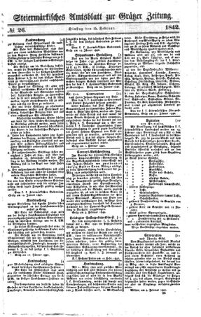 Steyermärkisches Amtsblatt zur Grätzer Zeitung 18420215 Seite: 1