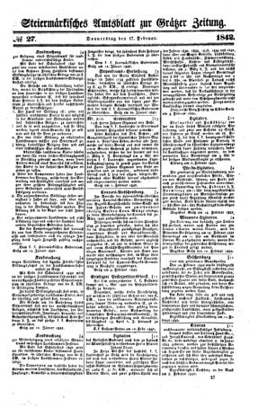 Steyermärkisches Amtsblatt zur Grätzer Zeitung 18420217 Seite: 1