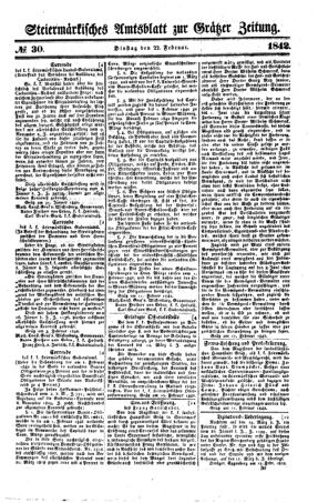 Steyermärkisches Amtsblatt zur Grätzer Zeitung 18420222 Seite: 1