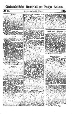 Steyermärkisches Amtsblatt zur Grätzer Zeitung 18420224 Seite: 1