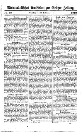 Steyermärkisches Amtsblatt zur Grätzer Zeitung 18420226 Seite: 1