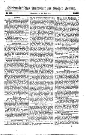 Steyermärkisches Amtsblatt zur Grätzer Zeitung 18420228 Seite: 1