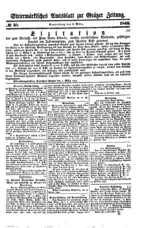 Steyermärkisches Amtsblatt zur Grätzer Zeitung 18420303 Seite: 1