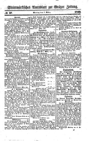 Steyermärkisches Amtsblatt zur Grätzer Zeitung 18420307 Seite: 1