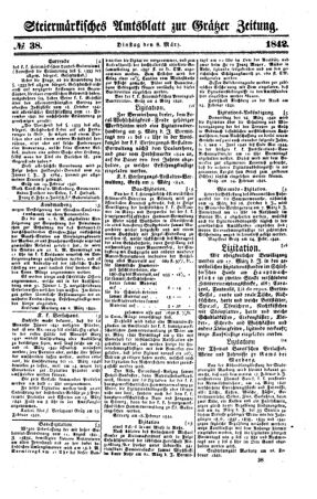 Steyermärkisches Amtsblatt zur Grätzer Zeitung 18420308 Seite: 1