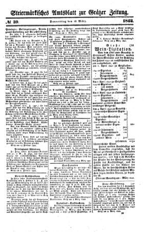 Steyermärkisches Amtsblatt zur Grätzer Zeitung 18420310 Seite: 1