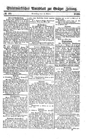 Steyermärkisches Amtsblatt zur Grätzer Zeitung 18420312 Seite: 1