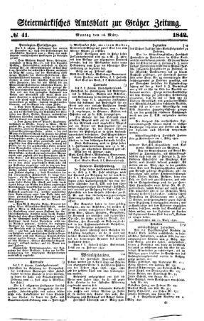 Steyermärkisches Amtsblatt zur Grätzer Zeitung 18420314 Seite: 1