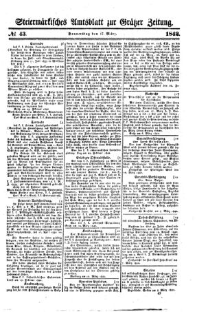 Steyermärkisches Amtsblatt zur Grätzer Zeitung 18420317 Seite: 1