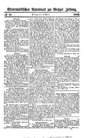 Steyermärkisches Amtsblatt zur Grätzer Zeitung 18420318 Seite: 1