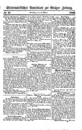 Steyermärkisches Amtsblatt zur Grätzer Zeitung 18420326 Seite: 1