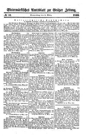 Steyermärkisches Amtsblatt zur Grätzer Zeitung 18420331 Seite: 1