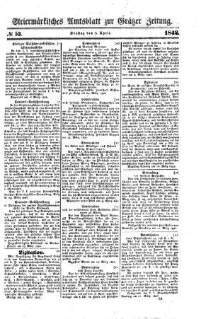 Steyermärkisches Amtsblatt zur Grätzer Zeitung 18420405 Seite: 1