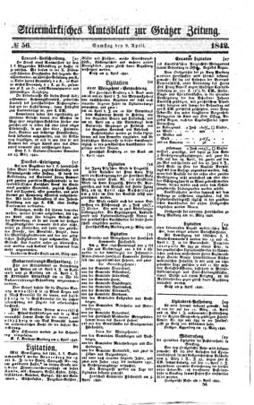 Steyermärkisches Amtsblatt zur Grätzer Zeitung 18420409 Seite: 1