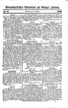 Steyermärkisches Amtsblatt zur Grätzer Zeitung 18420411 Seite: 1