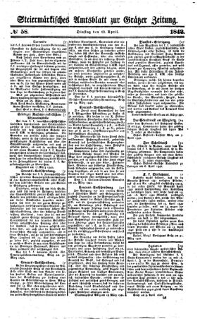 Steyermärkisches Amtsblatt zur Grätzer Zeitung 18420412 Seite: 1