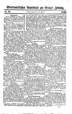 Steyermärkisches Amtsblatt zur Grätzer Zeitung 18420414 Seite: 1