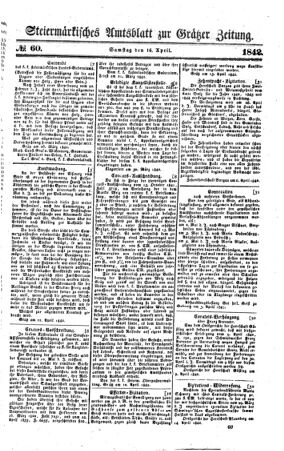 Steyermärkisches Amtsblatt zur Grätzer Zeitung 18420416 Seite: 1