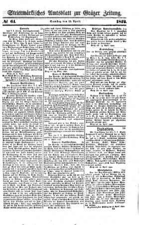 Steyermärkisches Amtsblatt zur Grätzer Zeitung 18420423 Seite: 1