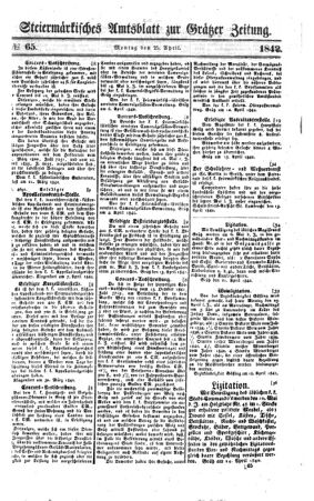 Steyermärkisches Amtsblatt zur Grätzer Zeitung 18420425 Seite: 1