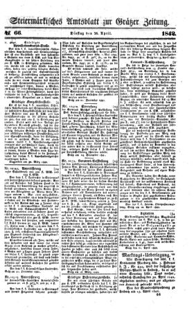 Steyermärkisches Amtsblatt zur Grätzer Zeitung 18420426 Seite: 1