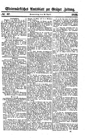 Steyermärkisches Amtsblatt zur Grätzer Zeitung 18420428 Seite: 1