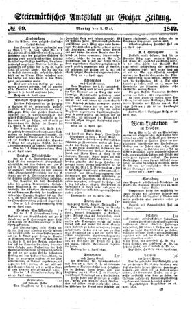 Steyermärkisches Amtsblatt zur Grätzer Zeitung 18420502 Seite: 1