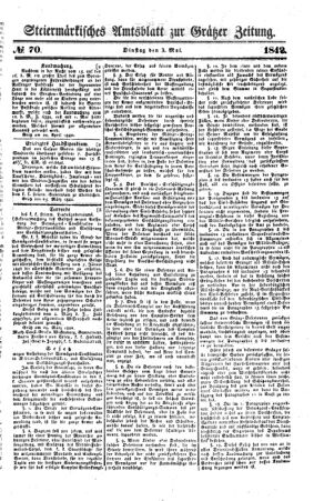 Steyermärkisches Amtsblatt zur Grätzer Zeitung 18420503 Seite: 1