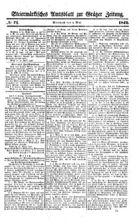 Steyermärkisches Amtsblatt zur Grätzer Zeitung 18420504 Seite: 1