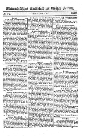 Steyermärkisches Amtsblatt zur Grätzer Zeitung 18420507 Seite: 1