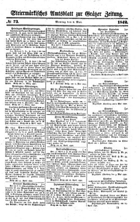 Steyermärkisches Amtsblatt zur Grätzer Zeitung 18420509 Seite: 1